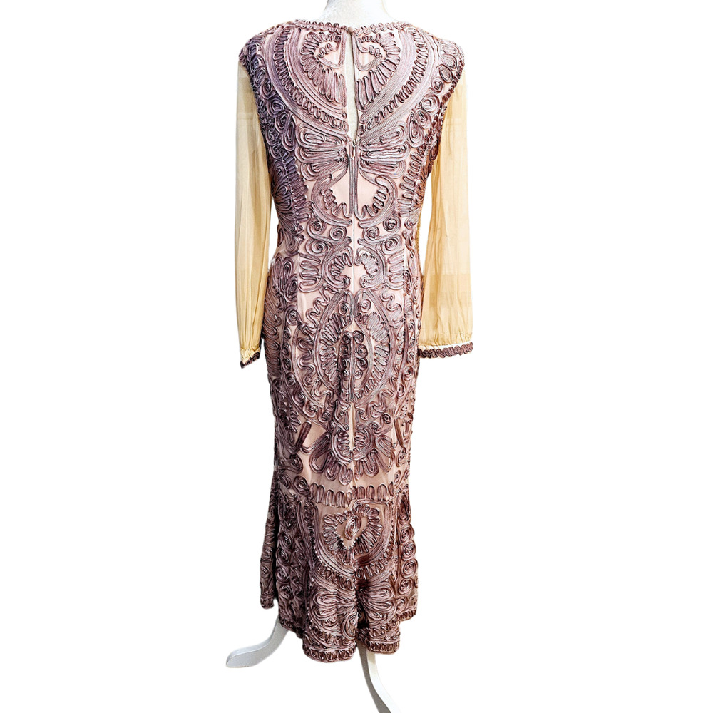 JS Collection RARE Soutache Purple Lace Sheer Sleeve Midi Flute Dress $350 Sz 12 - Picture 5 of 10